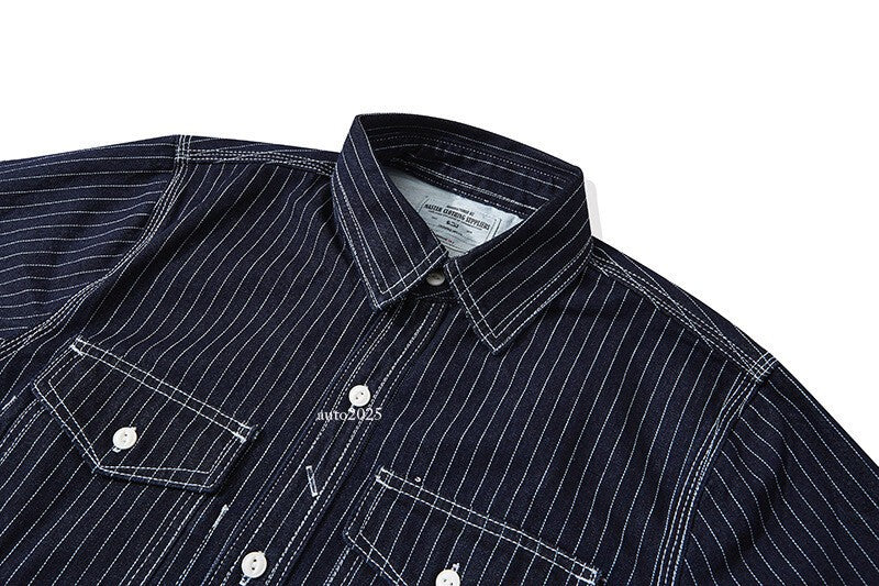 WESTERN SHIRTS Men's Work Shirt Denim Shirt Stripe Shirt Vintage Casual Coat 20