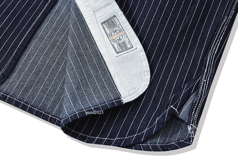 WESTERN SHIRTS Men's Work Shirt Denim Shirt Stripe Shirt Vintage Casual Coat 8