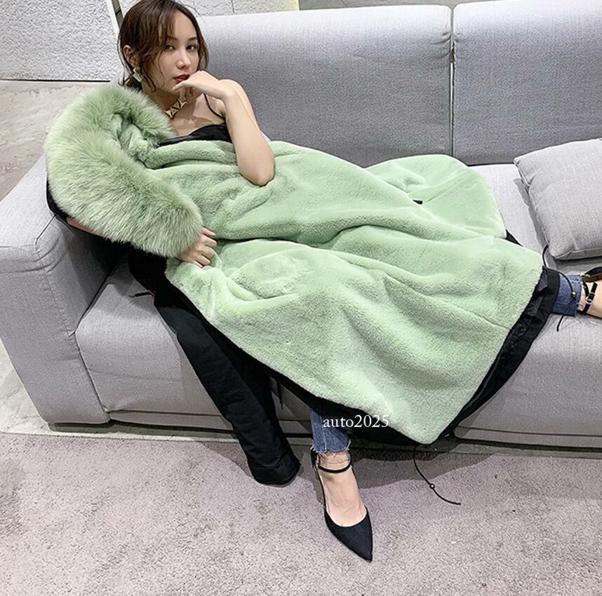Women Winter Parka Rabbit Fur Lined Big Fox Fur Hooded Outwear Snow Jacket Warm 14