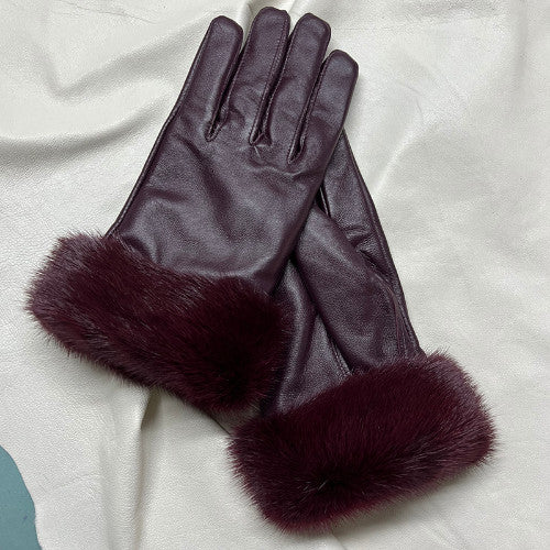Real Sheepskin Fur Gloves Women's Leather Glove Warm Style Fluffy Fur Oversized 29