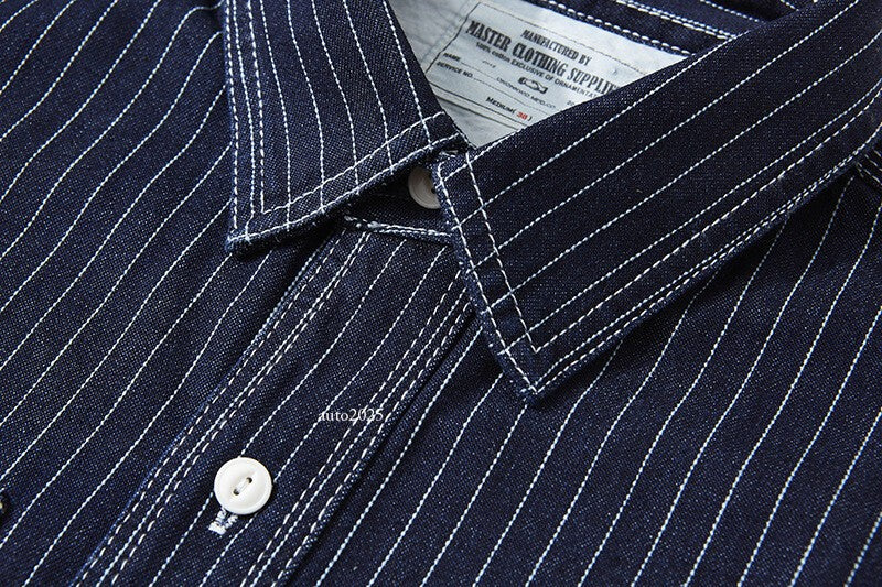 WESTERN SHIRTS Men's Work Shirt Denim Shirt Stripe Shirt Vintage Casual Coat 22