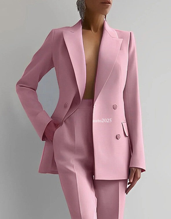 Fashion Womens Casual Professional Wear Jacket+pants 2 Pcs Suits Office Coat 14
