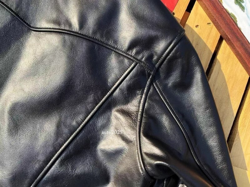 Heavy Teacore Horsehide Classic Short Slim Fit Mendoza Genuine Leather Jacket 13