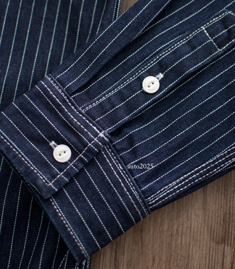 WESTERN SHIRTS Men's Work Shirt Denim Shirt Stripe Shirt Vintage Casual Coat 15