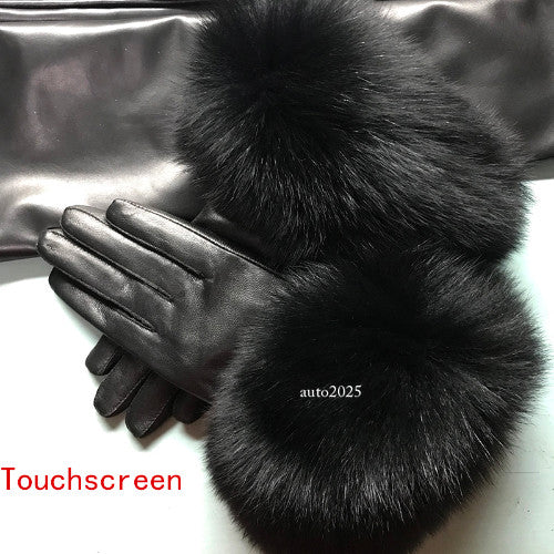 Real Sheepskin Fur Gloves Women's Leather Glove Warm Style Fluffy Fur Oversized 8