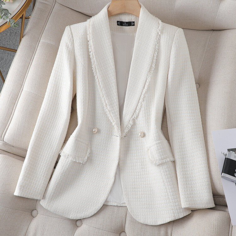 Women's New Suit Jacket One Button Slim Fit OL Business Short Jacket Tweed Coat 25