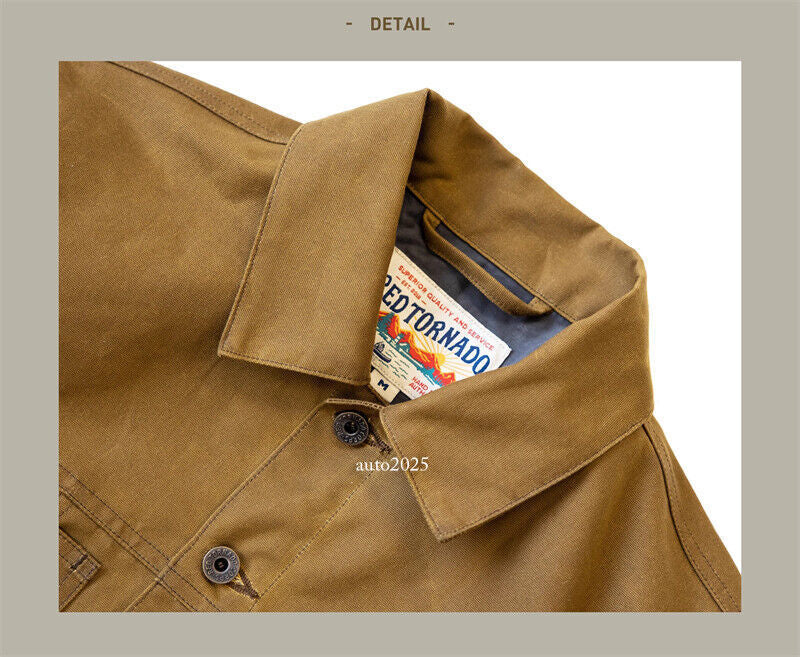 Red Tornado Short Lined Waxed Canvas Cruiser Jacket Rugged Yellowstone Outerwear 11