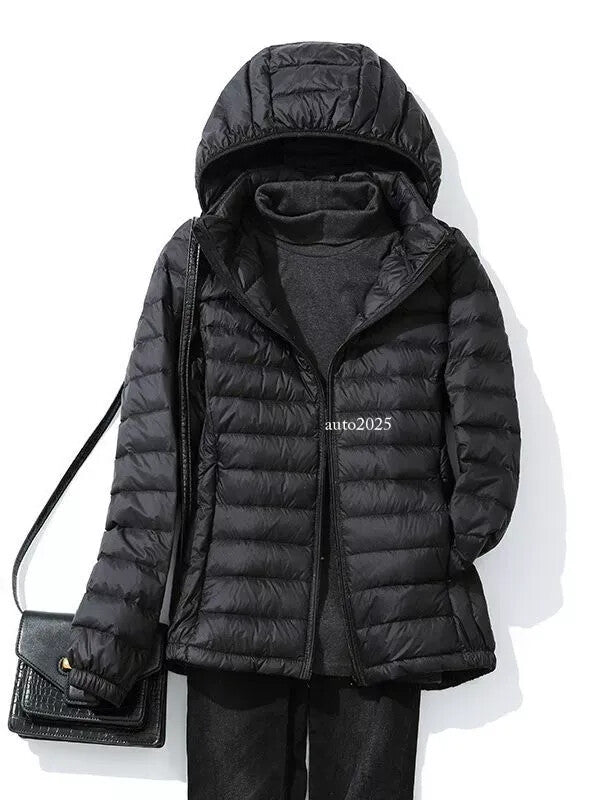 Women Winter Packable Ultralight Down Hooded Jacket Puffer Parka Coats Warm Sz 13