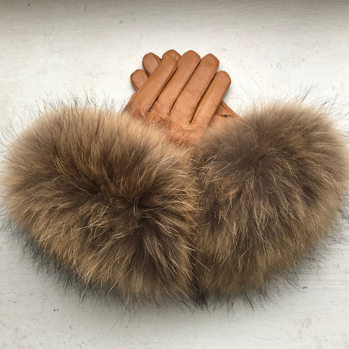 Real Sheepskin Fur Gloves Women's Leather Glove Warm Style Fluffy Fur Oversized 62