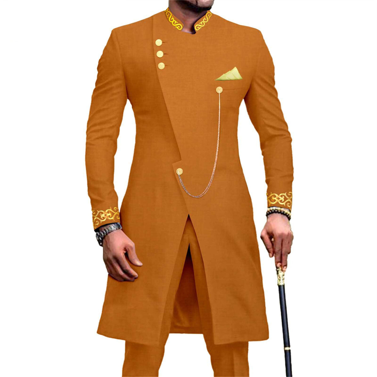 Men's Embroidery African Suits Partt Jacket and Pants 2 Piece Set Formal Outfits 25