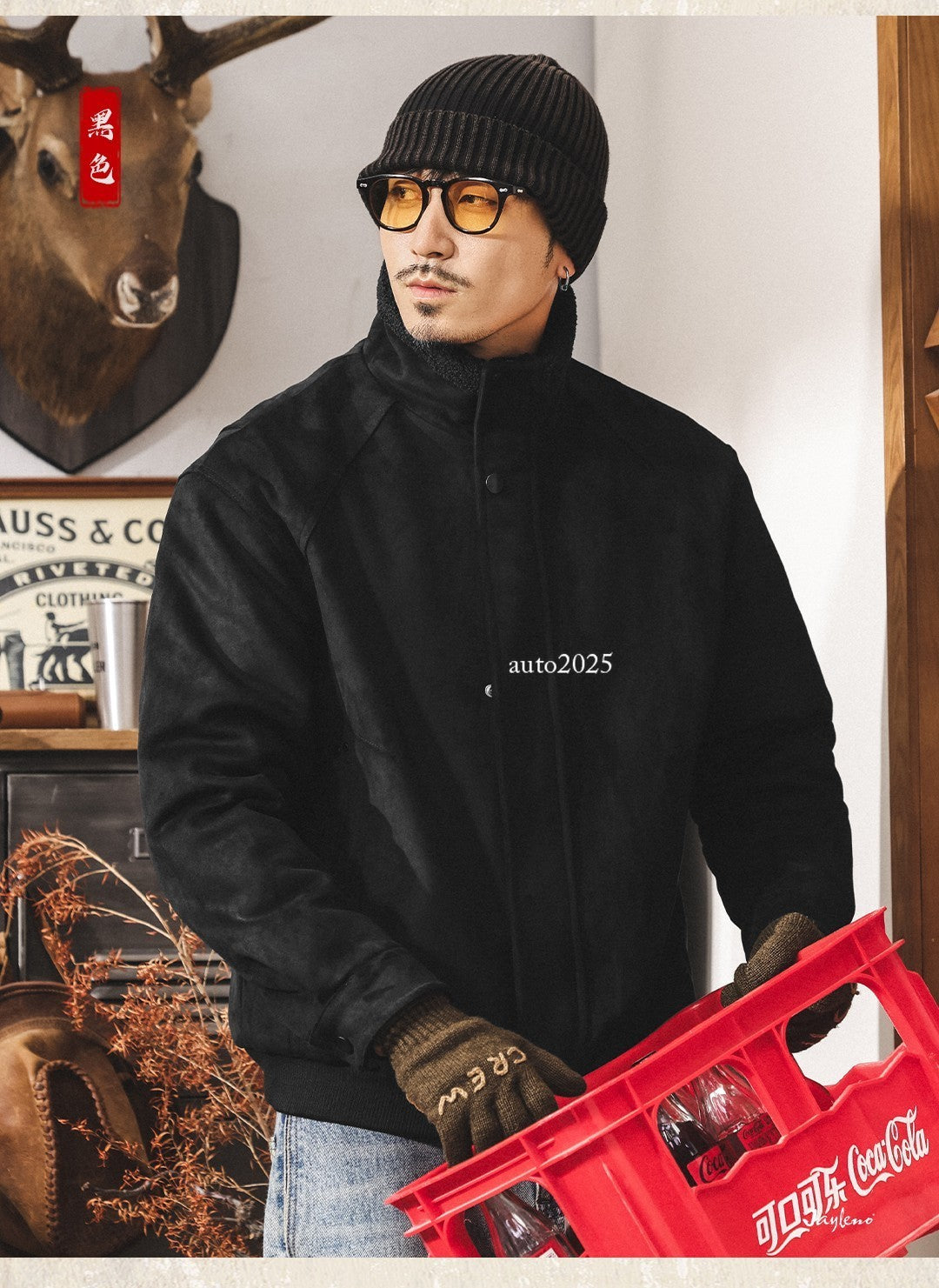 Retro Thicken Leather Cotton Coat Mens Winter Warm Cotton Jacket Suede Zip Coat 14