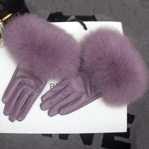 Real Sheepskin Fur Gloves Women's Leather Glove Warm Style Fluffy Fur Oversized 51