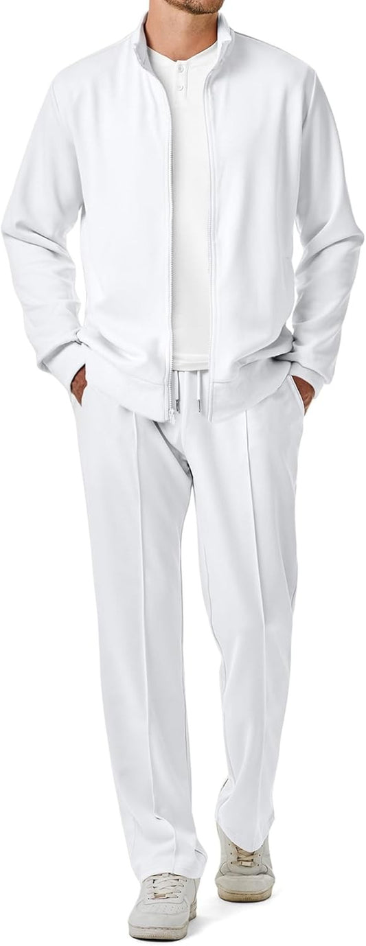 Men Tracksuit 2 Piece Full Zip Jogging Suit Jacket Pants Sweatsuit Set 1