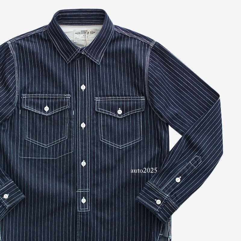 WESTERN SHIRTS Men's Work Shirt Denim Shirt Stripe Shirt Vintage Casual Coat 18