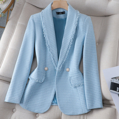 Women's New Suit Jacket One Button Slim Fit OL Business Short Jacket Tweed Coat 26