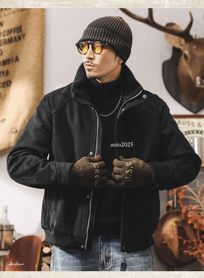 Retro Thicken Leather Cotton Coat Mens Winter Warm Cotton Jacket Suede Zip Coat 18