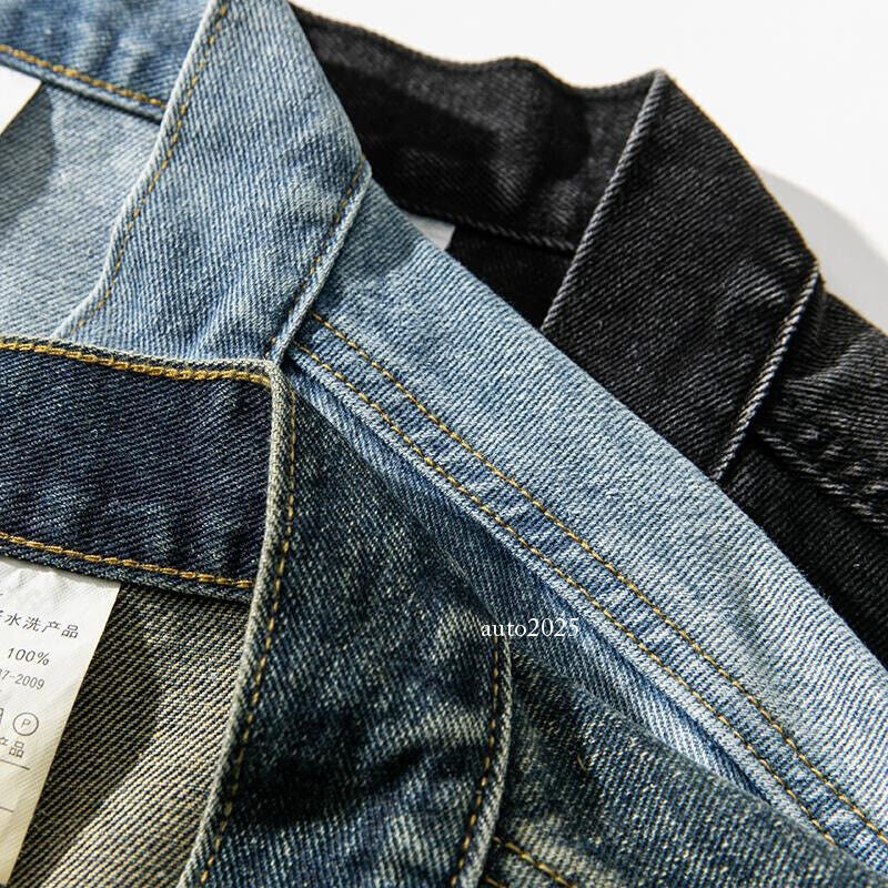 Mens Retro Denim Button Loose Coat Chinese Style Tang Zhuang Jean Jackets Casual 11