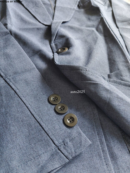 2 PC Men's Linen Suit Summer Causal Blazer + Pants Coat Beach Jacket One Button 12