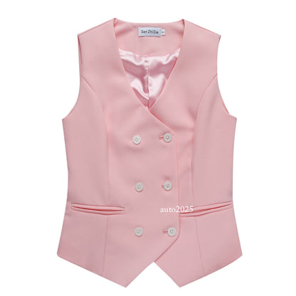 Classic Womens Suits Pants Business Jacket Blazer Double Breasted Vest 3PCS Coat 12