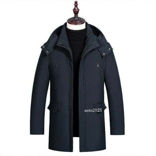 Men Duck Down Jacket Long Hooded Coat Puffer Parka Thicken Ski Hoodie Winter SPW 2