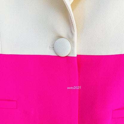 Designer Women Hot Pink Light Beige Blazer Flare Trousers Suit Occident Pants C 17