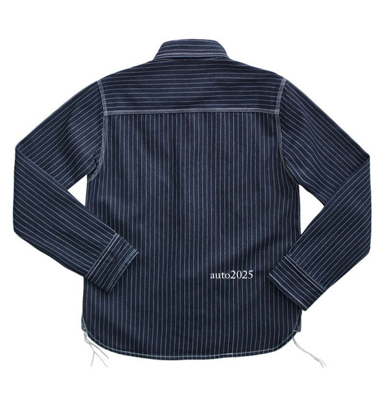 WESTERN SHIRTS Men's Work Shirt Denim Shirt Stripe Shirt Vintage Casual Coat 2