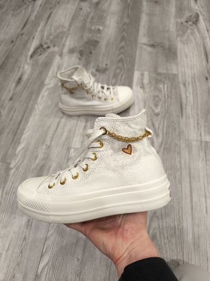 Converse Mid White Sneakers Size 35 UK3 US 5 1