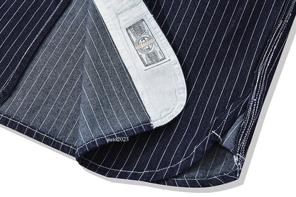 WESTERN SHIRTS Men's Work Shirt Denim Shirt Stripe Shirt Vintage Casual Coat 8