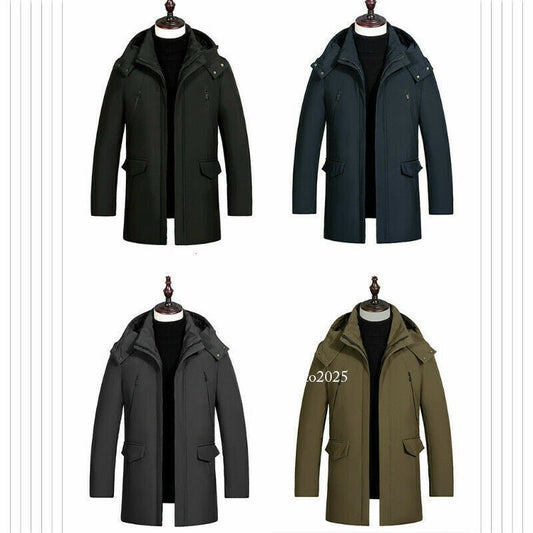 Men Duck Down Jacket Long Hooded Coat Puffer Parka Thicken Ski Hoodie Winter SPW 1