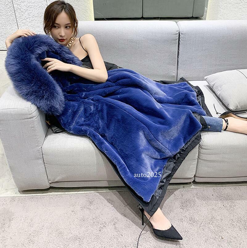 Women Winter Parka Rabbit Fur Lined Big Fox Fur Hooded Outwear Snow Jacket Warm 16