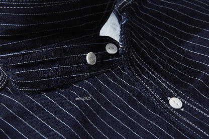 WESTERN SHIRTS Men's Work Shirt Denim Shirt Stripe Shirt Vintage Casual Coat 24