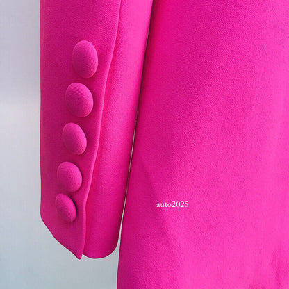 Designer Women Hot Pink Light Beige Blazer Flare Trousers Suit Occident Pants C 14