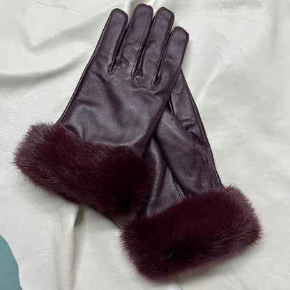 Real Sheepskin Fur Gloves Women's Leather Glove Warm Style Fluffy Fur Oversized 29
