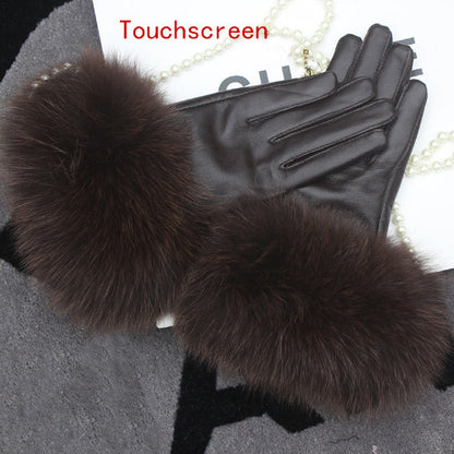 Real Sheepskin Fur Gloves Women's Leather Glove Warm Style Fluffy Fur Oversized 58