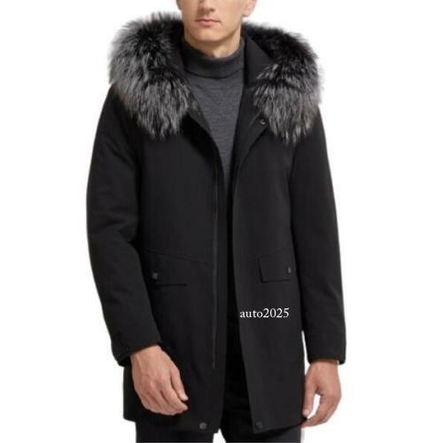 Men's Fur Hooded Parka Jackets Fur Liner Furry Thicken Warm Casual Coat Outwear 1