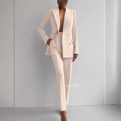 Fashion Womens Casual Professional Wear Jacket+pants 2 Pcs Suits Office Coat 5