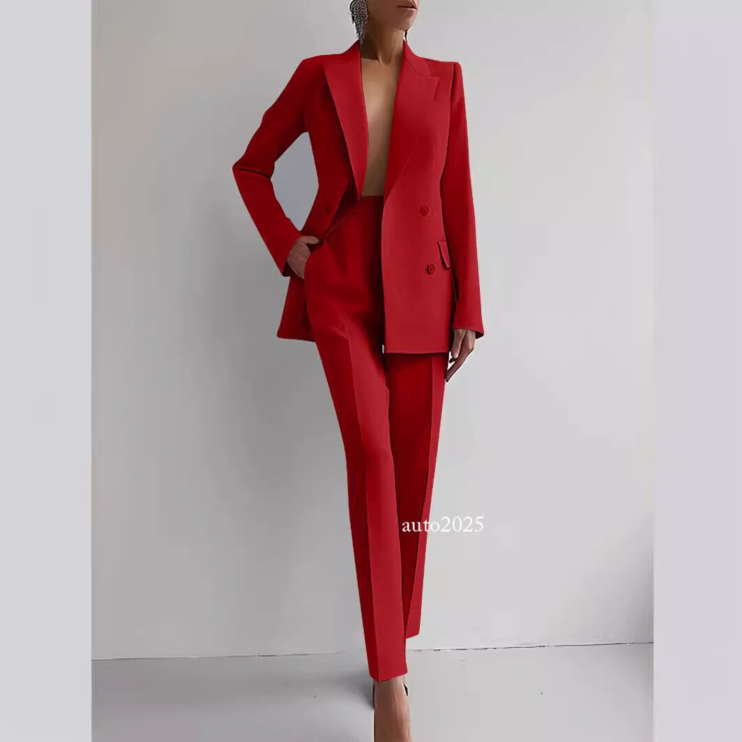 Fashion Womens Casual Professional Wear Jacket+pants 2 Pcs Suits Office Coat 2