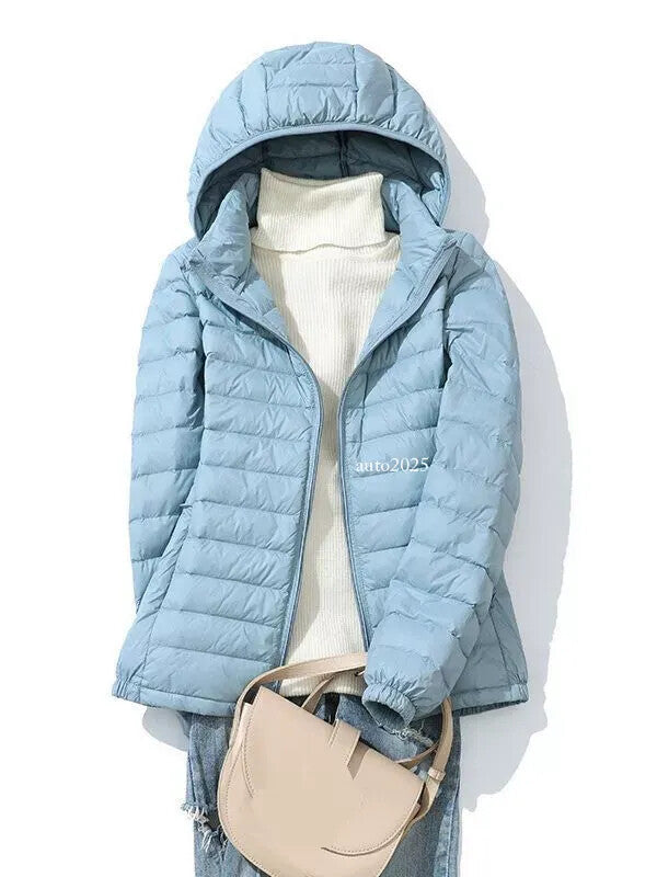 Women Winter Packable Ultralight Down Hooded Jacket Puffer Parka Coats Warm Sz 7