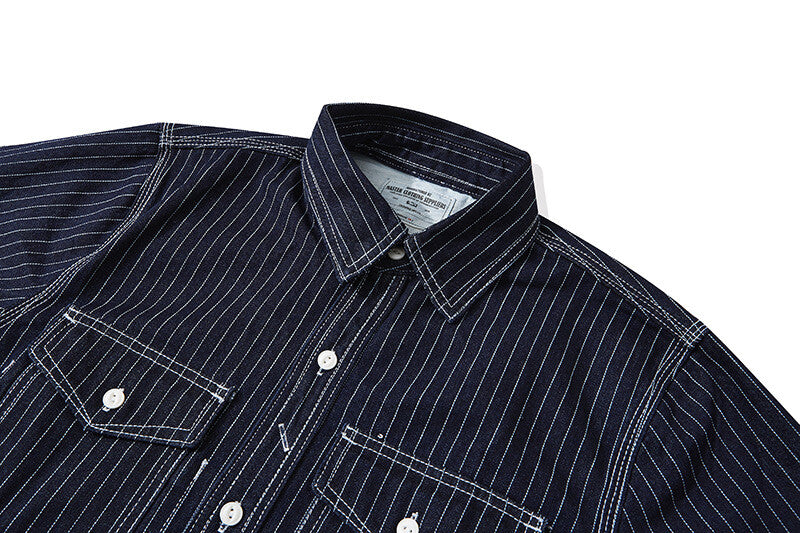 WESTERN SHIRTS Men's Work Shirt Denim Shirt Stripe Shirt Vintage Casual Coat 4