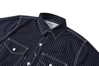 WESTERN SHIRTS Men's Work Shirt Denim Shirt Stripe Shirt Vintage Casual Coat 4