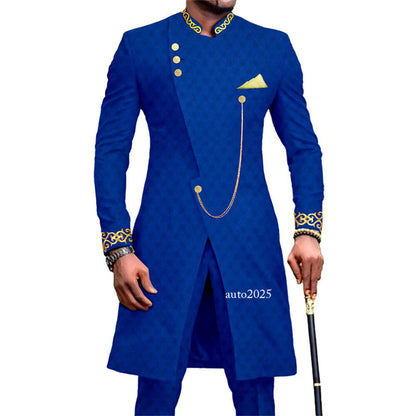 Men's Embroidery African Suits Partt Jacket and Pants 2 Piece Set Formal Outfits 10