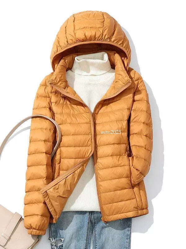 Women Winter Packable Ultralight Down Hooded Jacket Puffer Parka Coats Warm Sz 9