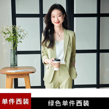 Womens Suits Jacket Pants 3/4 Sleeve Blazer One Button Business Thin Coat Ladies 31