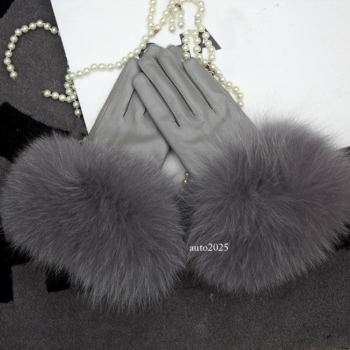 Real Sheepskin Fur Gloves Women's Leather Glove Warm Style Fluffy Fur Oversized 13