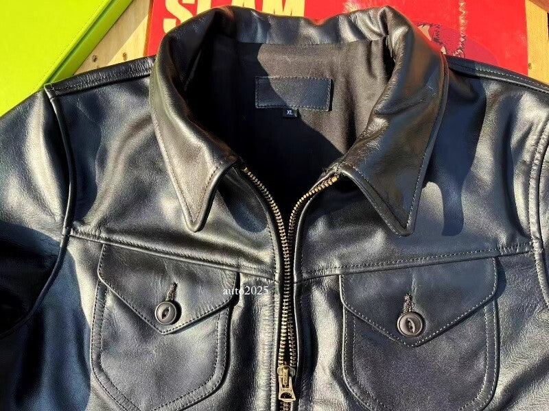 Heavy Teacore Horsehide Classic Short Slim Fit Mendoza Genuine Leather Jacket 7