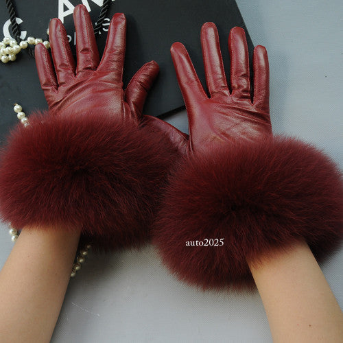 Real Sheepskin Fur Gloves Women's Leather Glove Warm Style Fluffy Fur Oversized 18