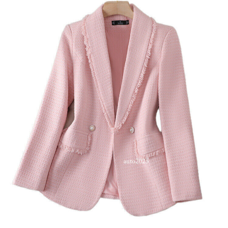 Women's New Suit Jacket One Button Slim Fit OL Business Short Jacket Tweed Coat 5
