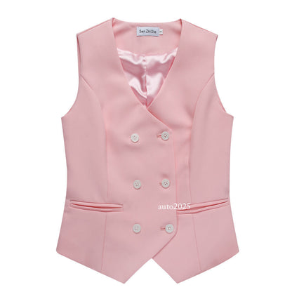 Classic Womens Suits Pants Business Jacket Blazer Double Breasted Vest 3PCS Coat 4