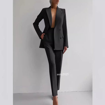 Fashion Womens Casual Professional Wear Jacket+pants 2 Pcs Suits Office Coat 3