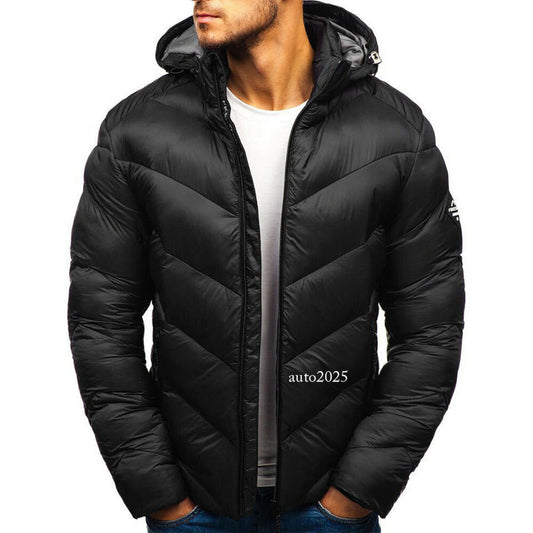 Mens Padded Hooded Quilted Outwear Puffer Bubble Coat Winter Warm Zip Up Jacket 1
